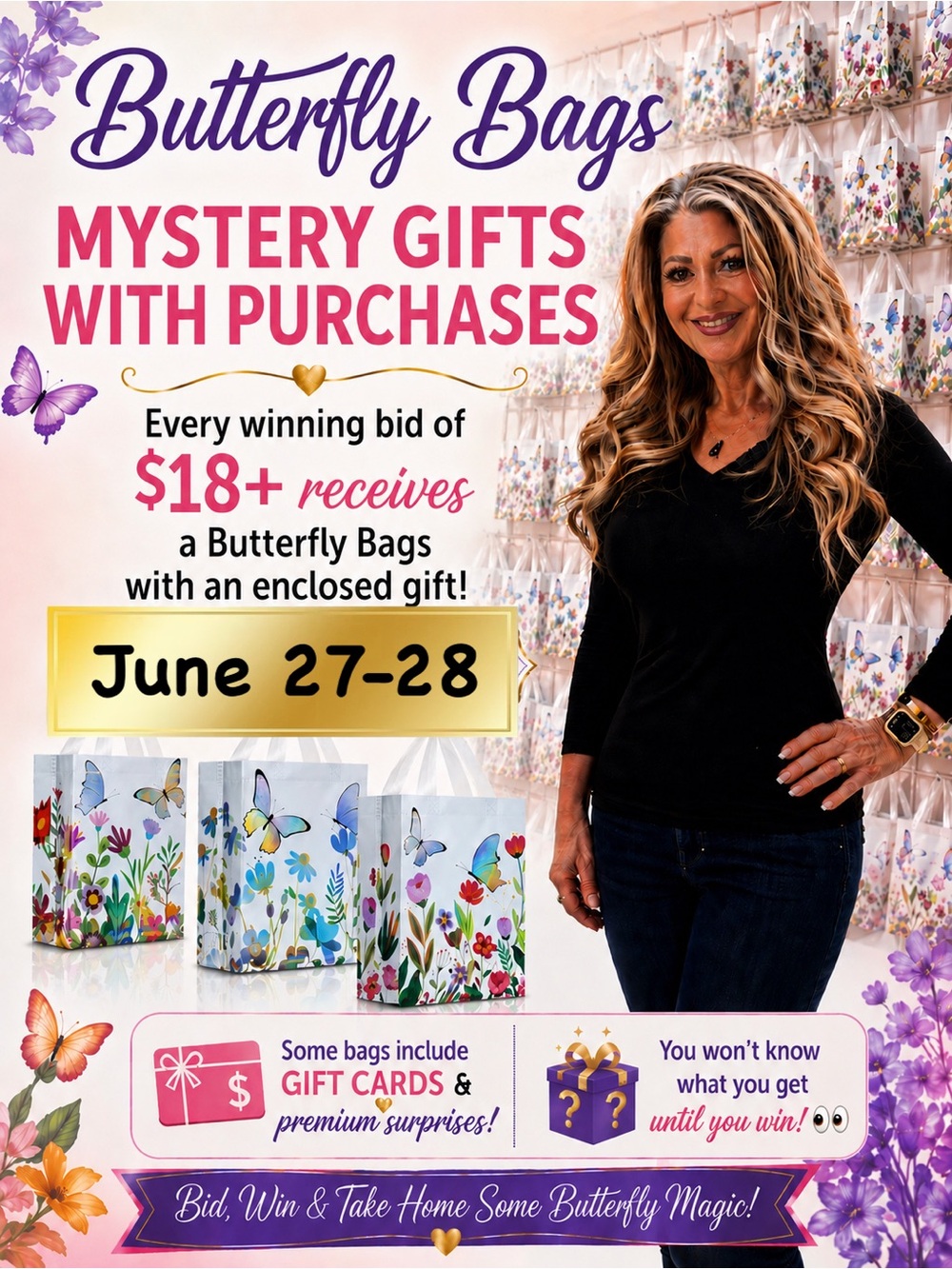 Unlisted Item by E: June 27-28 Butterfly Bags of Gifts (gift cards & MORE!) 🦋🎁